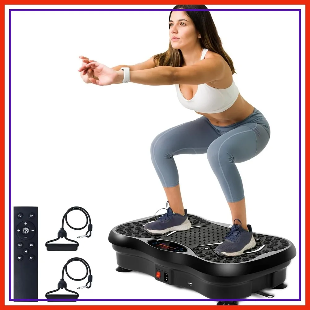 

Vibration Plate Exercise Machine 99 Speeds 5 Modes with Resistance Bands for Home Gym