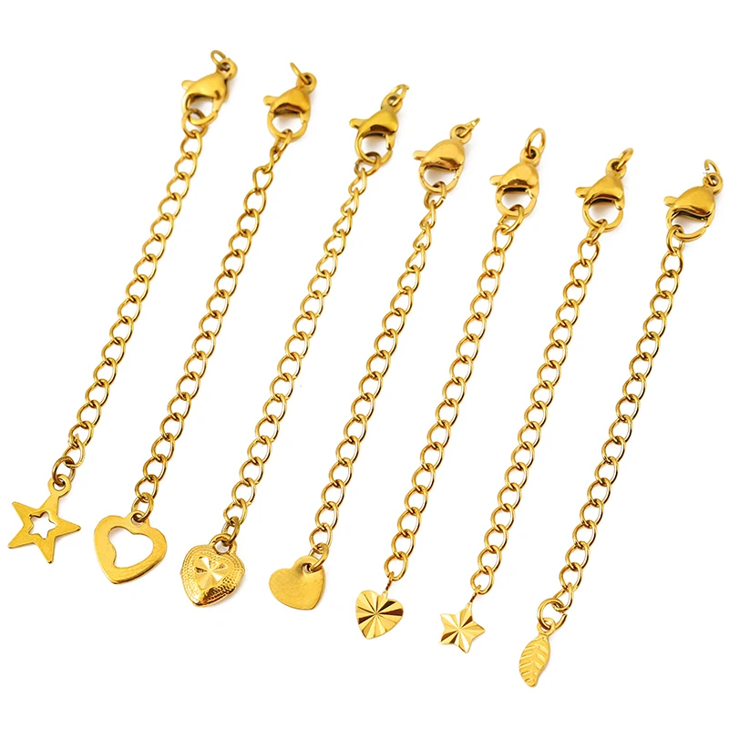 10pcs Stainless Steel Extension Chain With Lobster Clasps PVD Never Fade Extender Tail Extended Chains Necklace Jewelry Making image 5