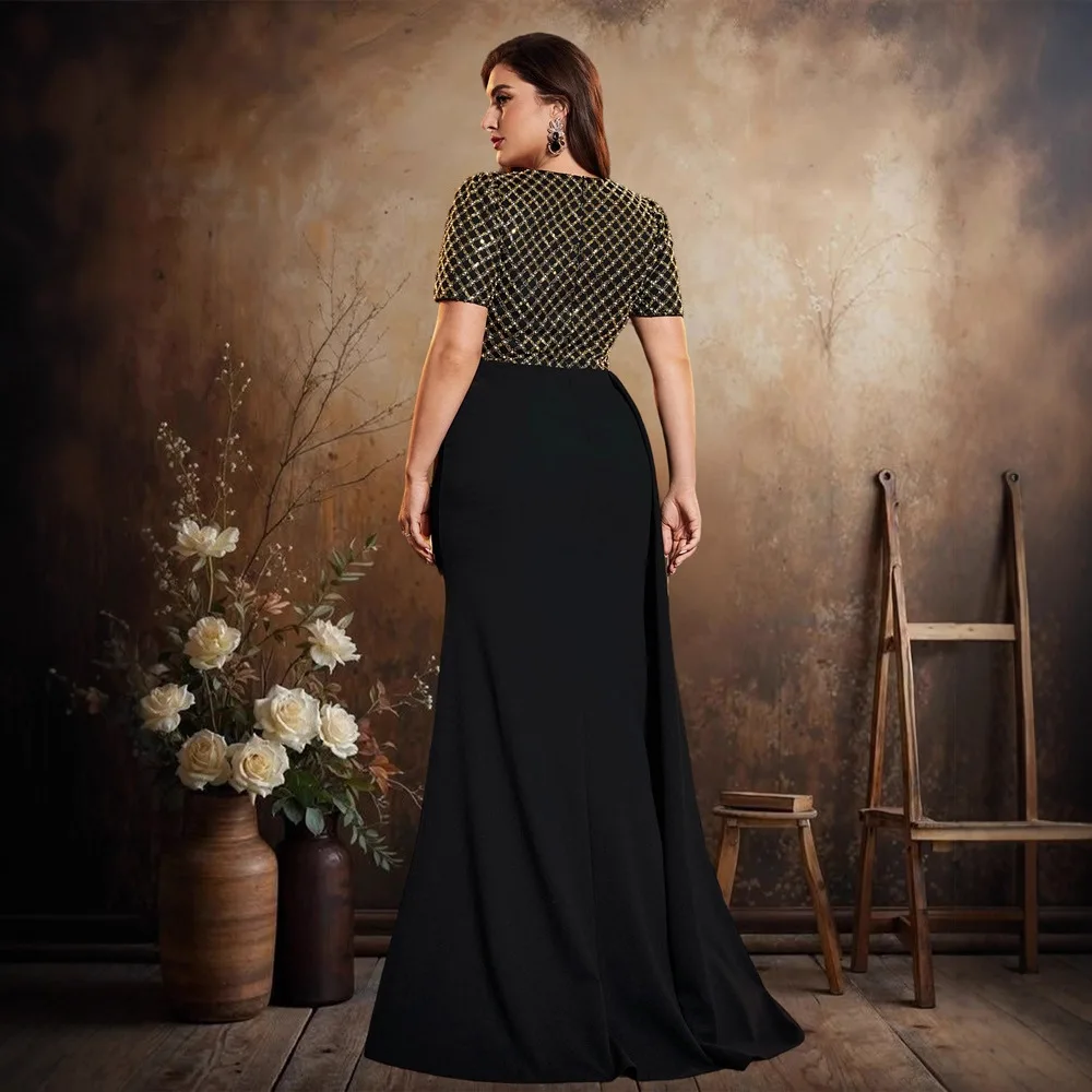 ثوب مسائي Dr iny مطرز مرقع V-Ne ort Sve Ele Par Ball Dr للنساء صيفي منخفض الخصر من الحرير #2