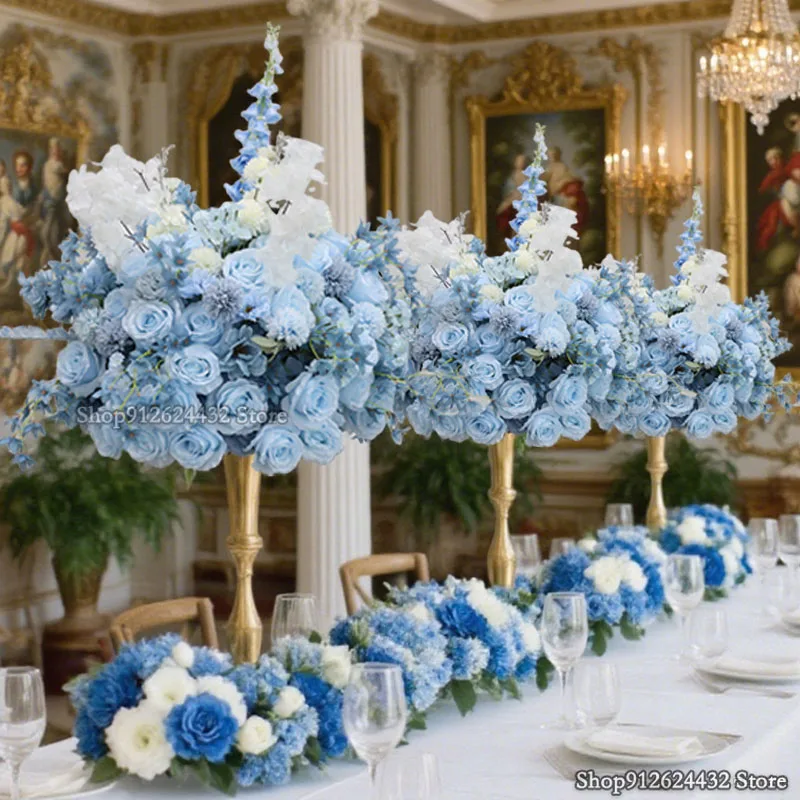 

Роскошный 80 см синий/ярко-розовый/красный свадебный стол центральные элементы большой цветочный шар аксессуары реквизит на открытом воздухе событие вечерние