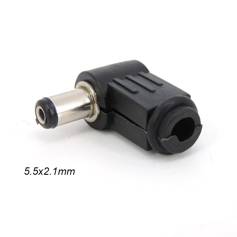 1/2/5pcs 5.5x2.1mm DC Power adapter Jack Plug 5.5*2.1 mm Connector L shaped Male 90 Right Angle Single Head Adapter Cord t1