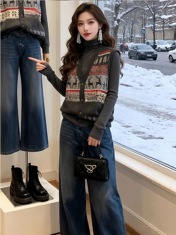 Korean Style Half High Collar Base Shirt Women's Fashion Set Vest Underwear Two-Piece Set Commute Wind Resistant Other Material
