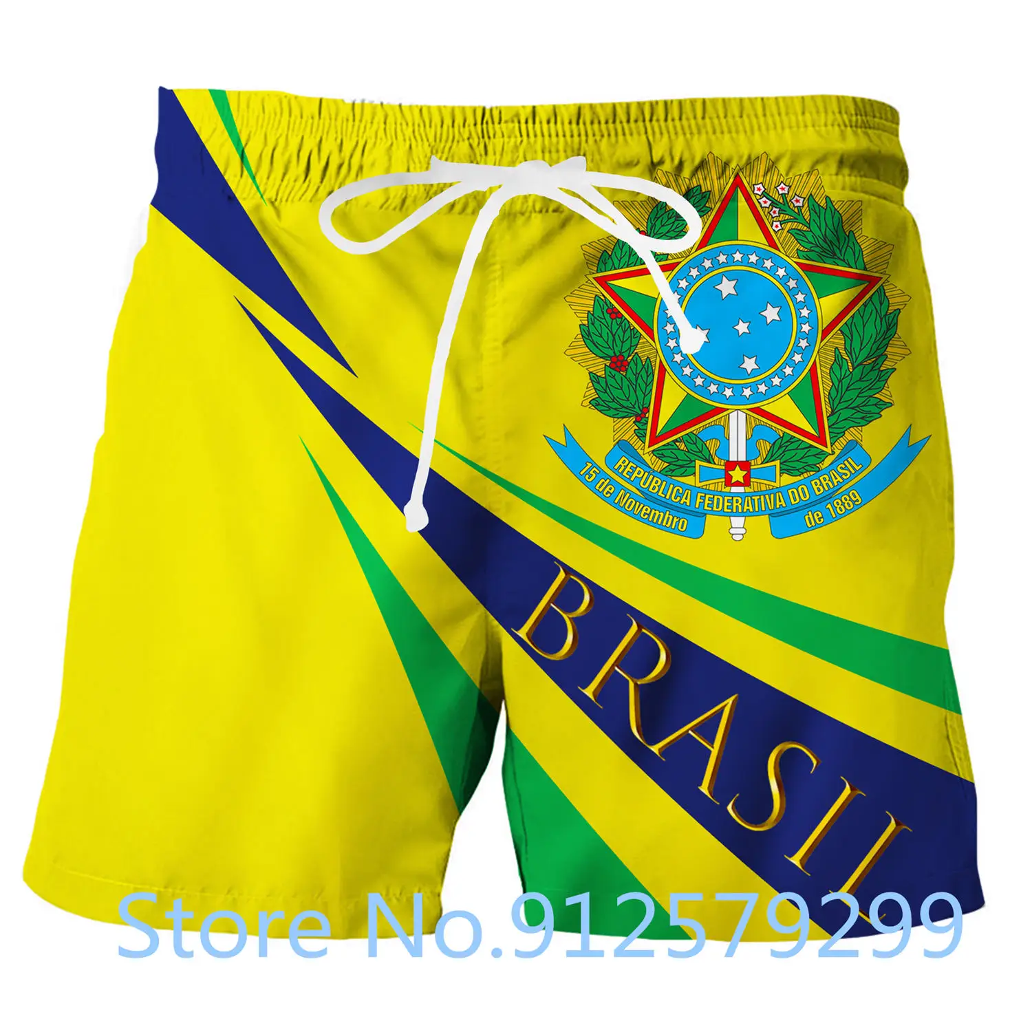 Shorts Men 3D Brazil Flag Printed Shorts Casual Running Basketball Cargo Short Beachwear Swim Trunks Sports Pants