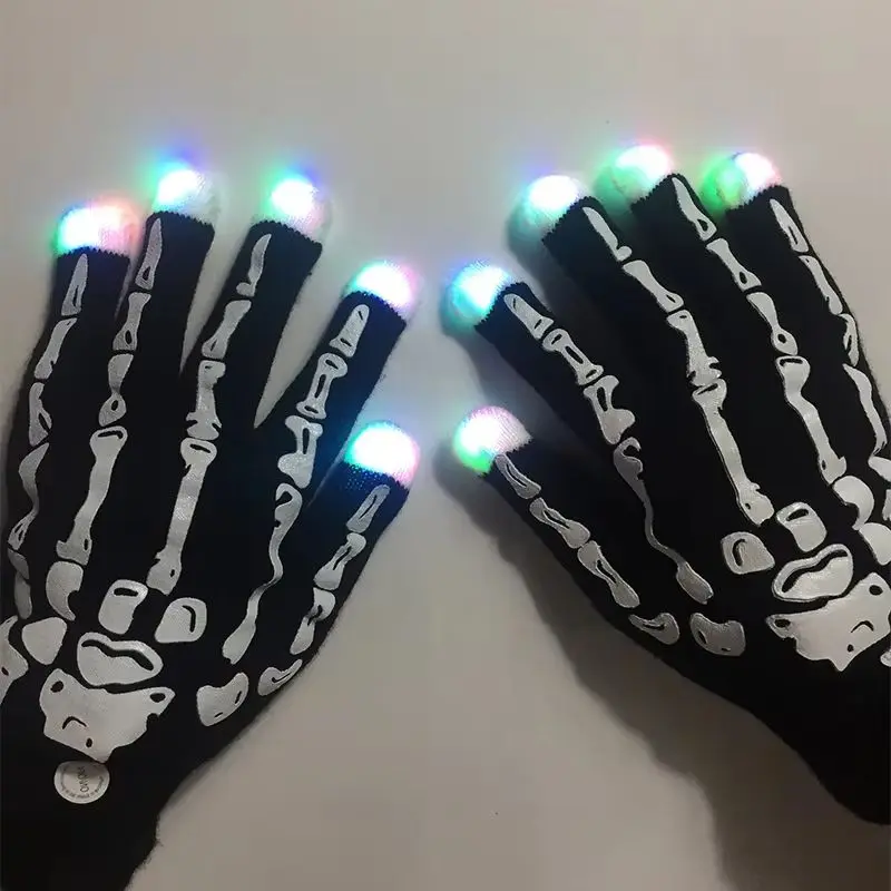 

Светодиодные мигающие перчатки со скелетом, светящиеся светящиеся, освещение для пальцев, украшение для танцевальной вечеринки, реквизит для хореографии, Рождество