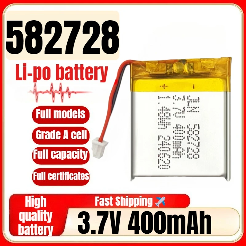

582728 3.7V 400mAh Polymer Lithium Rechargeable Battery for Digital Toys Beauty Instruments Bluetooth Headset Power Bank
