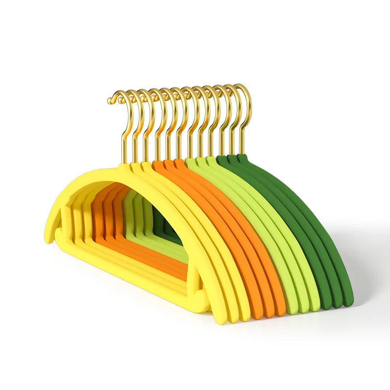 10 stücke Gold haken halbrunde Beflockung Kleiderbügel multifunktion ale Anti-Rutsch