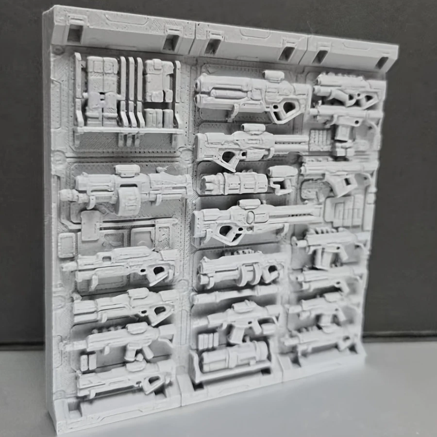 Panel de Pared con Diseño de Armas de Ciencia Ficción - Soporte para Armas Estilo Cyberpunk, Base de Diorama de Tecnología Industrial para Escenarios en Miniatura