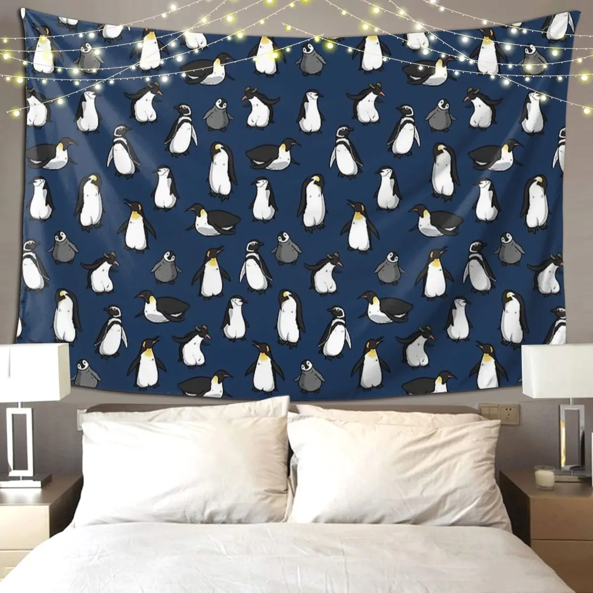 

Милый гобелен с рисунком пингвина, художественный настенный гобелен, эстетическое украшение дома, гобелены для гостиной, спальни, комнаты в общежитии