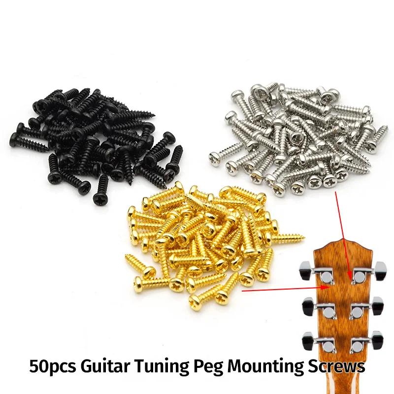 50pcs Guitar String Tuning Peg Mounting Screws Machine Heads Guitar Tuner Mounting Screws For Acoustic/Electric Guitar/Bass