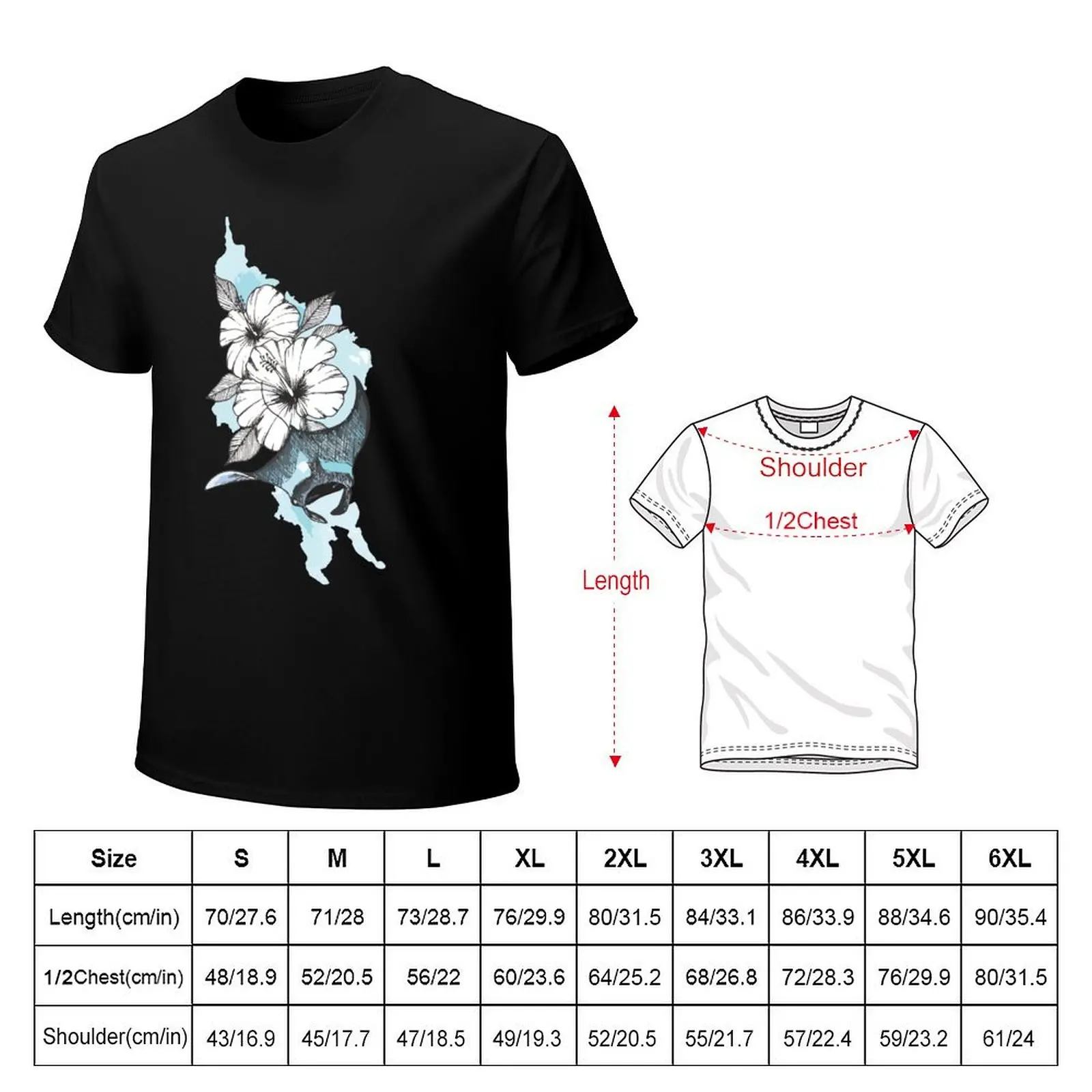 Manta Ray With Flowers | Manta and Hibiscus T-Shirt customizeds korean fashion anime clothes funnys mens vintage t shirts