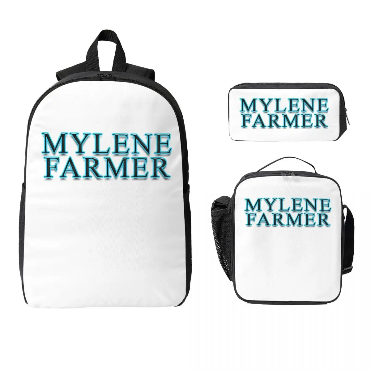 

Рюкзак Mylene Farmer Jeanne, студенческий рюкзак для мальчиков и девочек, школьная сумка, сумки на плечо для ноутбука, 3 шт., изолированная сумка для обеда, пенал