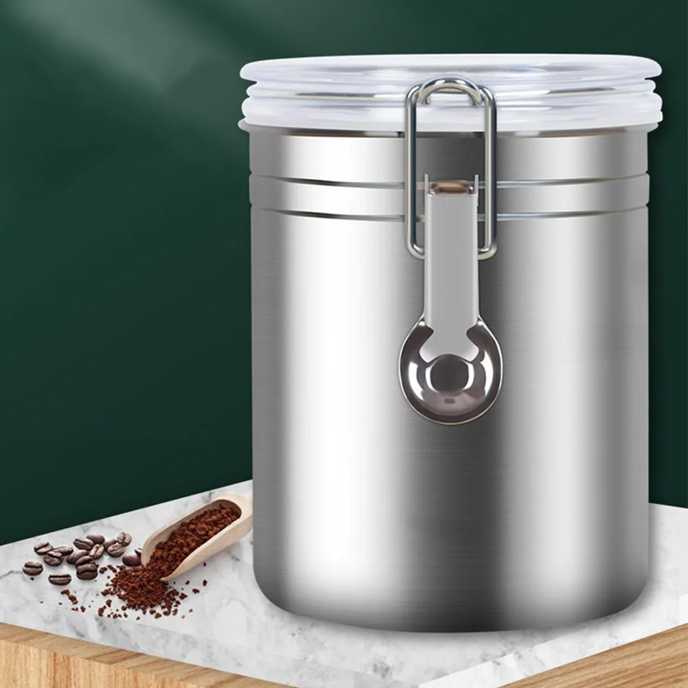 

Stainless Steel Food Storage Jar with Portable Lid for Coffee Beans Tea Snacks Dry Goods Kitchen Pantry Organization Canister