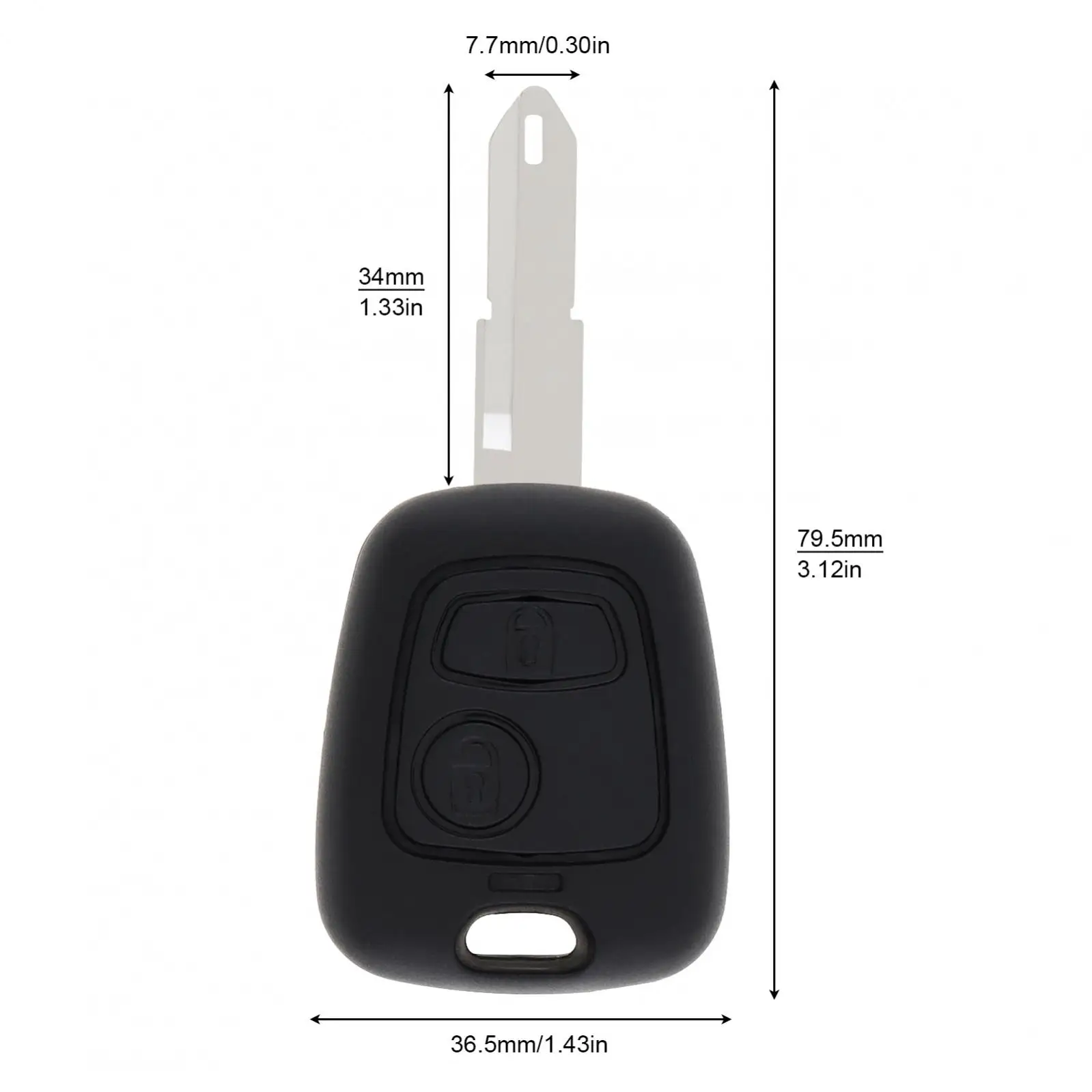 Coque de clé à distance de voiture à 2 boutons avec lame 206 et 2 micro-interrupteurs, adaptée pour KIT 106, 206, 306, 406