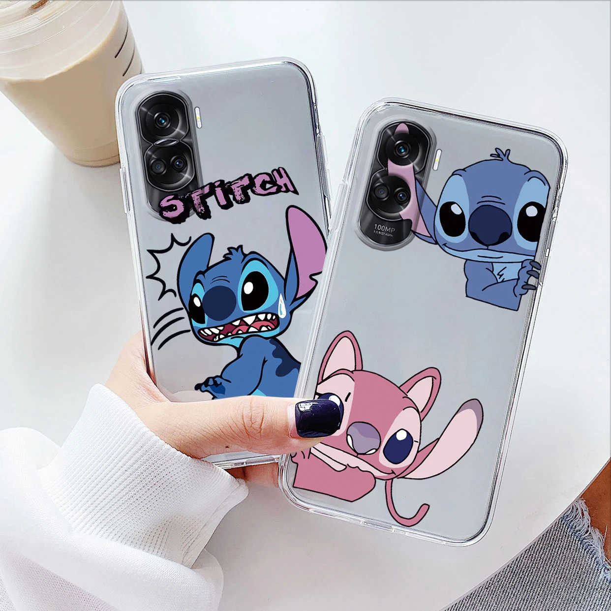 Stitch Angel Cute Case For Honor 90 Lite Phone Cover Soft Silicone Cartoon Anime Funda For Honor 90Lite Coque Transparent Couple