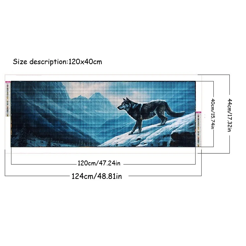 Snow Mountain Landscape 5D DIY Full Drill Diamond Painting Howling Wolf Large Size Cross Stitch Kits New 2024 Mosaic Embroidery