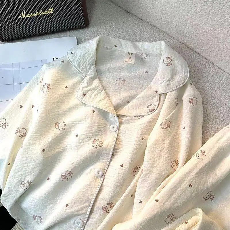 

Пижамы Sanrio Hello Kitty, креативный мультяшный новый стиль, домашняя одежда, модный удобный костюм, милый утолщенный подарок на праздник для девочек