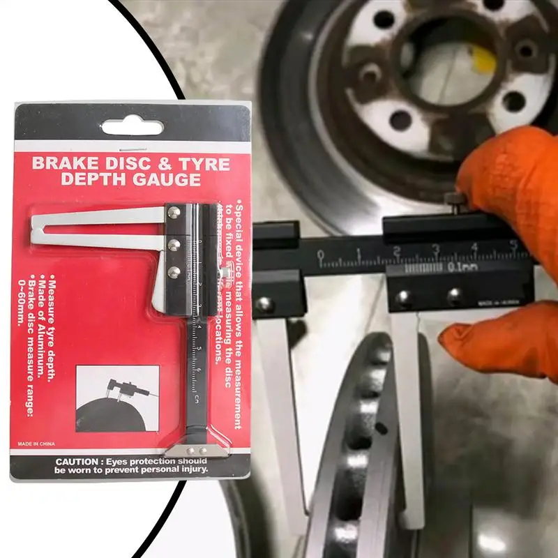 

Brake Rotor Gauge Metric Measuring Caliper 0-60mm Metric Measuring Caliper Manual Auto Brake Disc Depth Gauge Tire Tread Depth