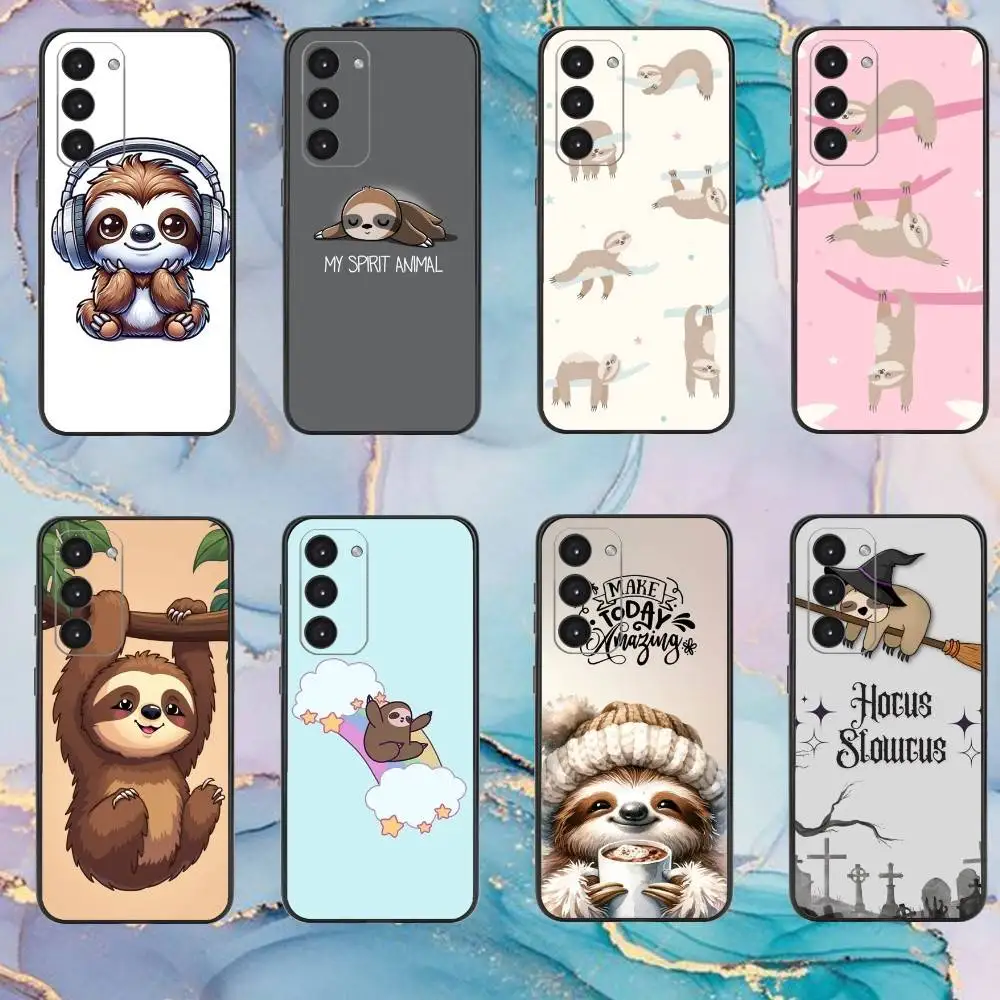 

Cute Sloth Animal Phone Case For Samsung Galaxy A73,A72,A71,A70,A53,A52,A51,Others Soft Black Cover