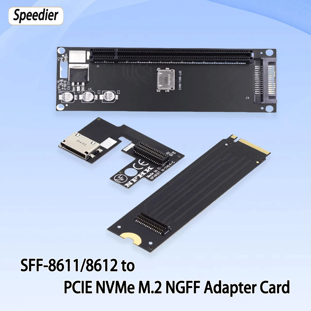 NEW Oculink 4X SFF-8611 SFF-8612 To PCIE 16x NVMe M.2 NGFF M-Key Adapter Card Support External Hard Drive and Graphics Card