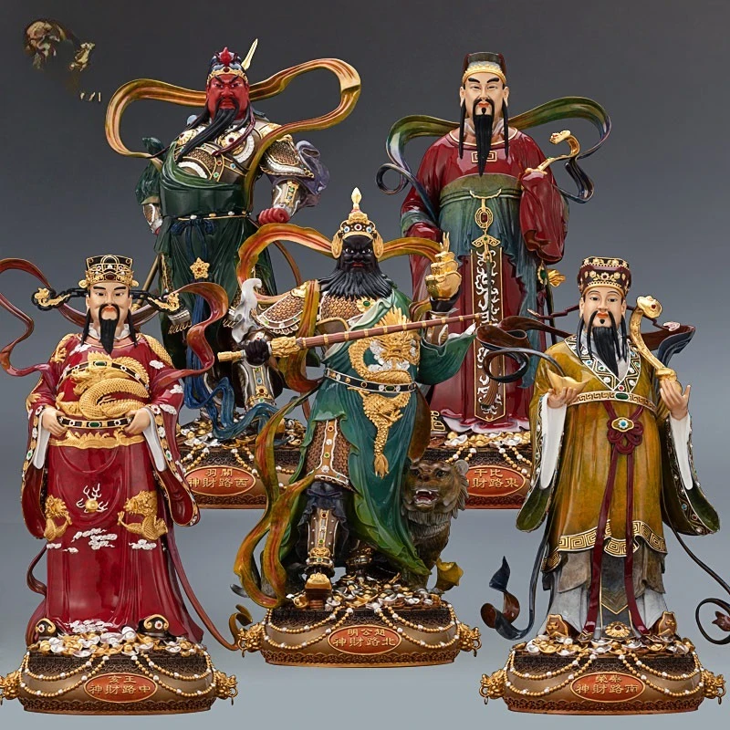 

Gilt pure copper big five road god statue east road god of wealth