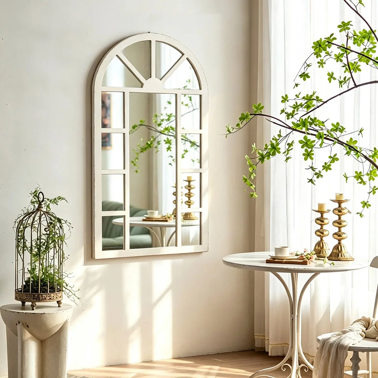 Arched false window mirror ins wall hanging decorative mirror B & B villa entrance living room wall hanging mirror