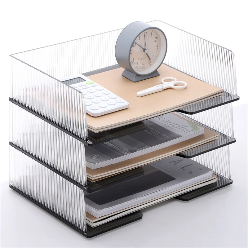 

Штабелируемый настольный органайзер для файлов формата А4, многослойный акриловый держатель для документов для хранения офисного стола, лоток для хранения бумаги большой емкости