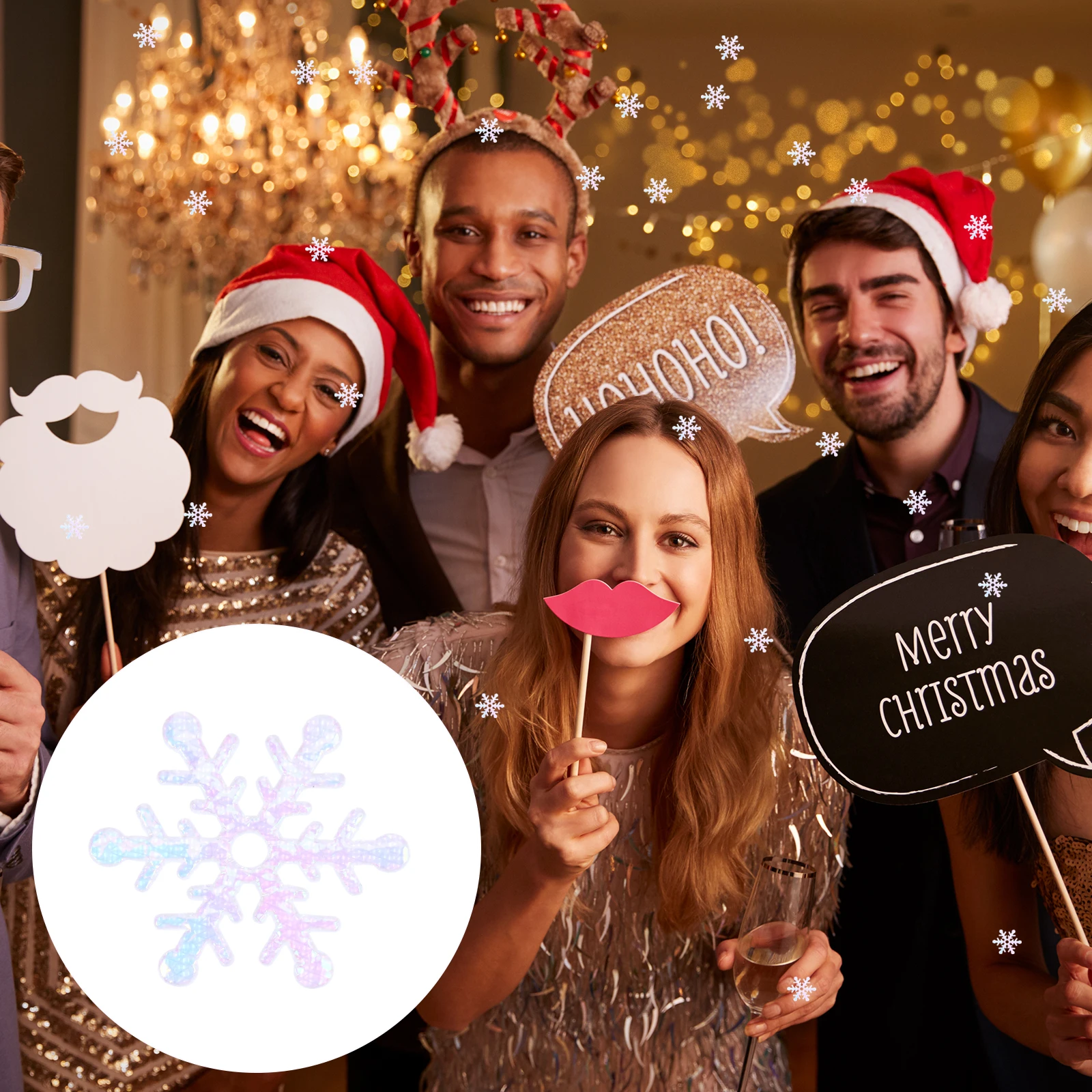 

600 Pcs Snowflakes and Confetti Decoration Party Decorations Bulk New Years Unique Cloth White