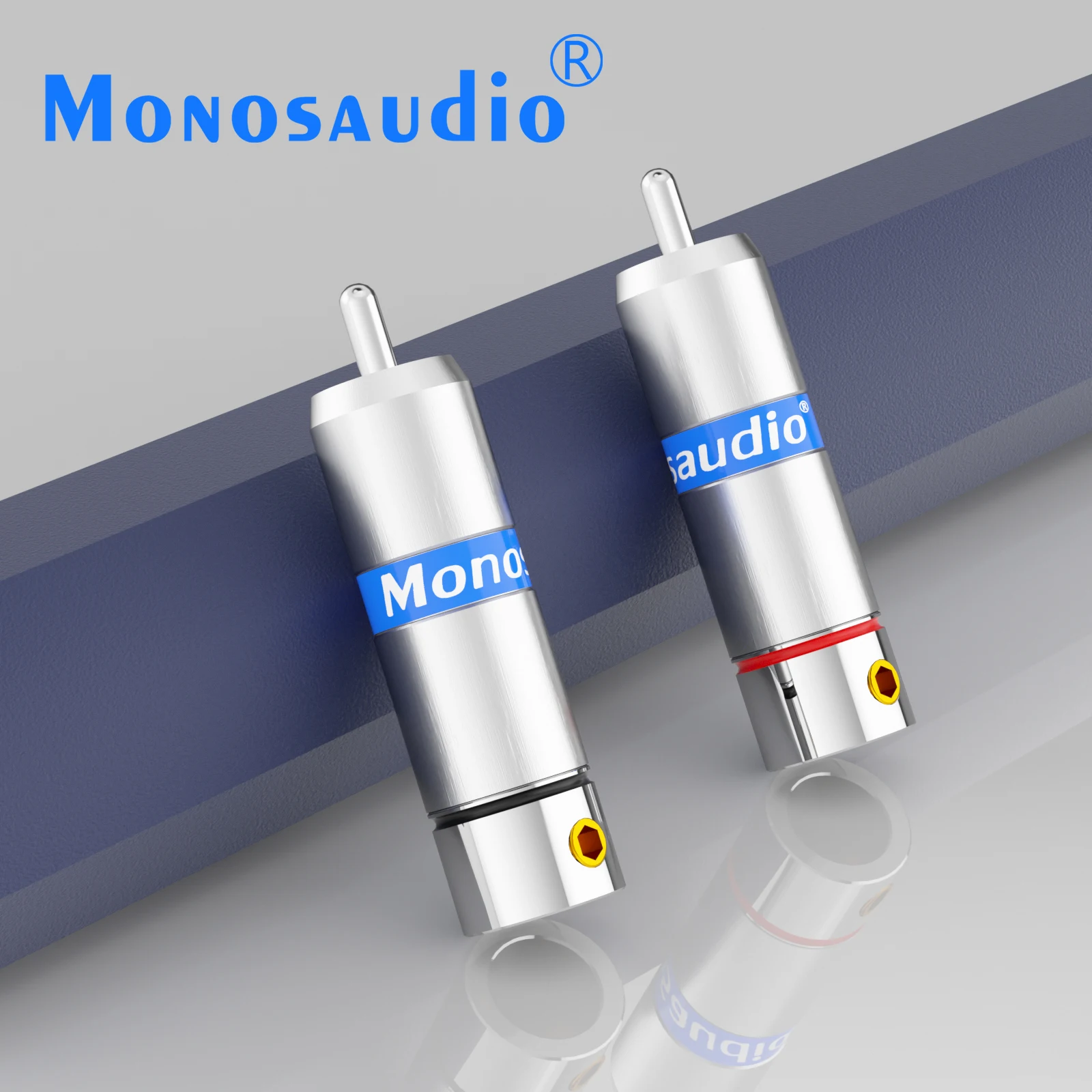 Monosaudio R206G 24k Gold/Rhodium Plated Pure Copper RCA Connector Plug For DIY Audio Cable Hifi Audio Video Signal Input Output