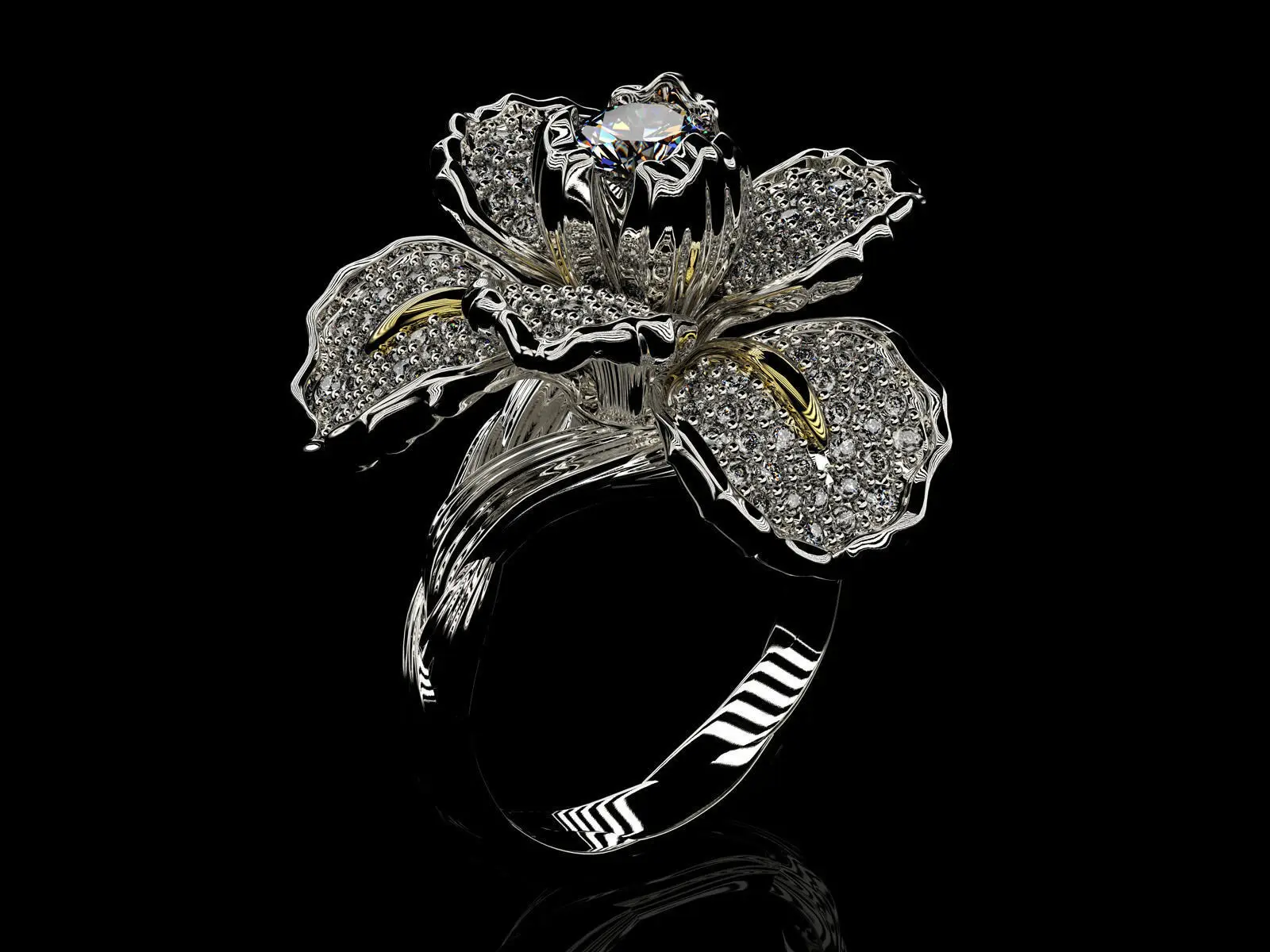 S925 Sterling Silber Zweifarbiger Ring mit Mikro-Pavé-Diamanten und Blauer Topas-Blume, Perfekt für den Alltag und Dates – Detail 4