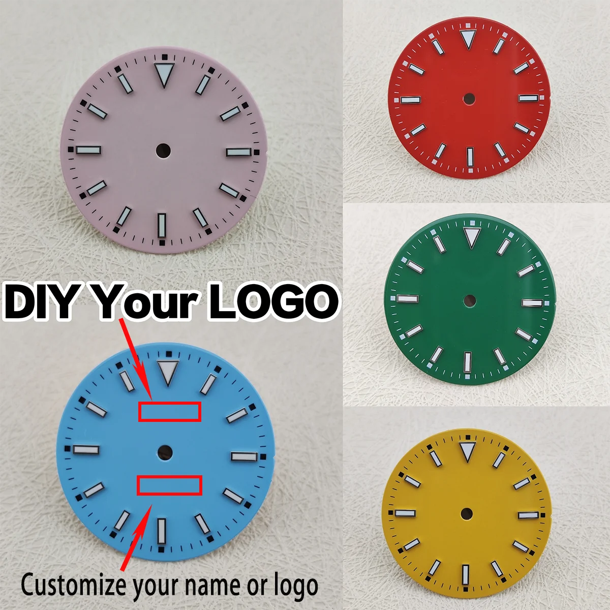 285mm-時計文字盤-nh35-文字盤-カスタムロゴ-グリーングローダイヤル-nh35、nh36-ムーブメントに適しています-時計アクセサリー