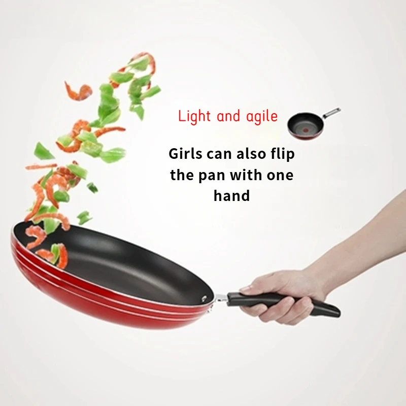 Chinese Red Frying Pan Non-Stick Pan Deepening Induction Cooker Universal Fry Pan with Cover