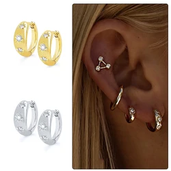 CANNER Ins Star Anise 925 Sterling Silver  Earring For Women Hoop Earrings Crystal Fine Jewelry Glossy 18K Gold Mom Gift Trend