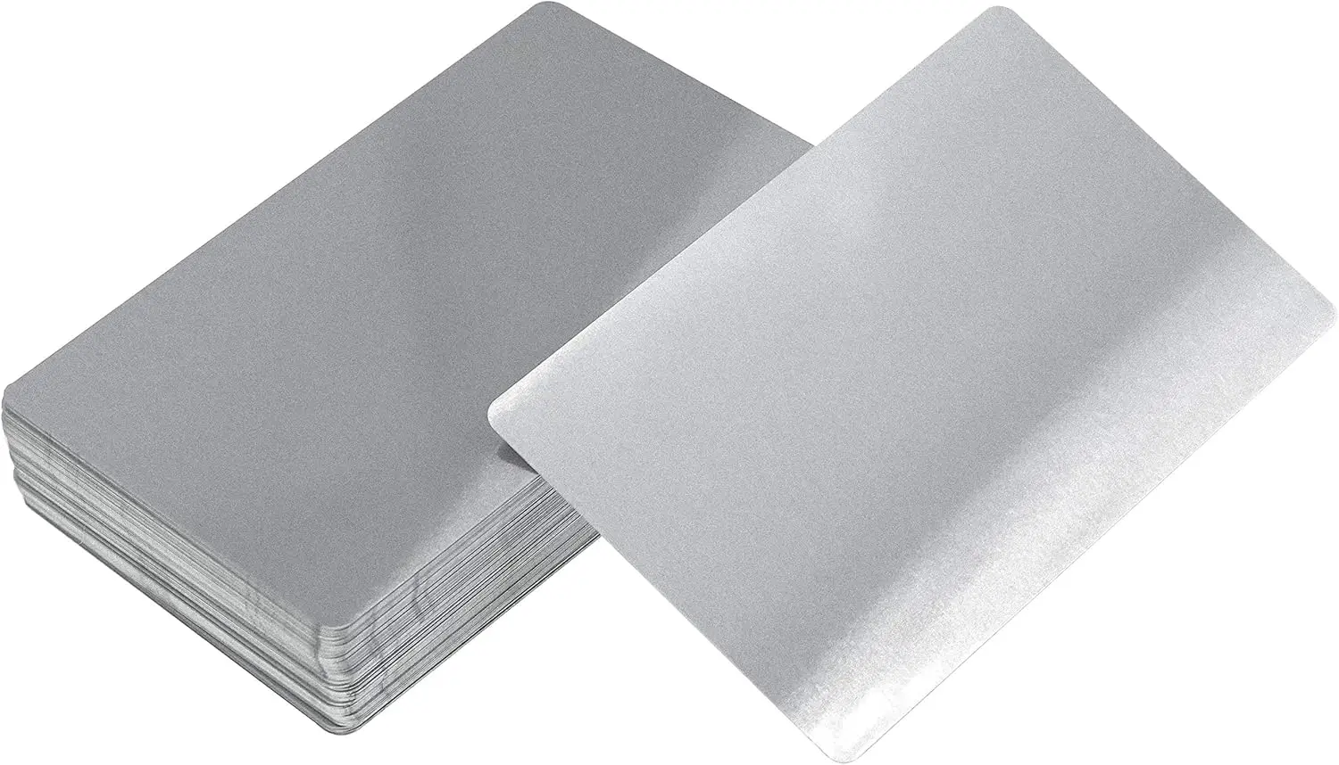 Thickness 0.4mm Glossy Silver Metal Aluminum Blank Business Cards For Laser Engraving 10/20/50 - You Choose Quantity