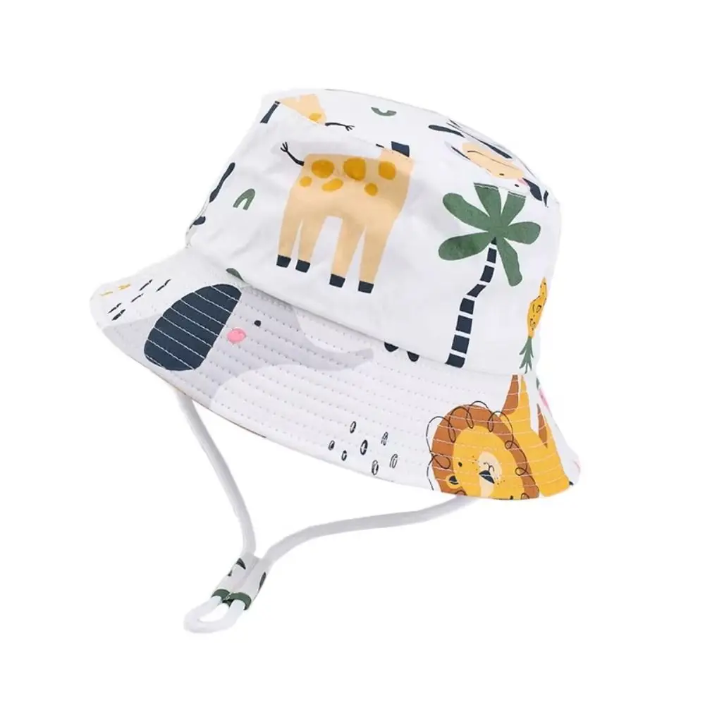 

Cute Cartoon Print Summer Baby Panama Hat Cotton UV Protection Fisherman Hat Breathable Foldable Bucket Hat