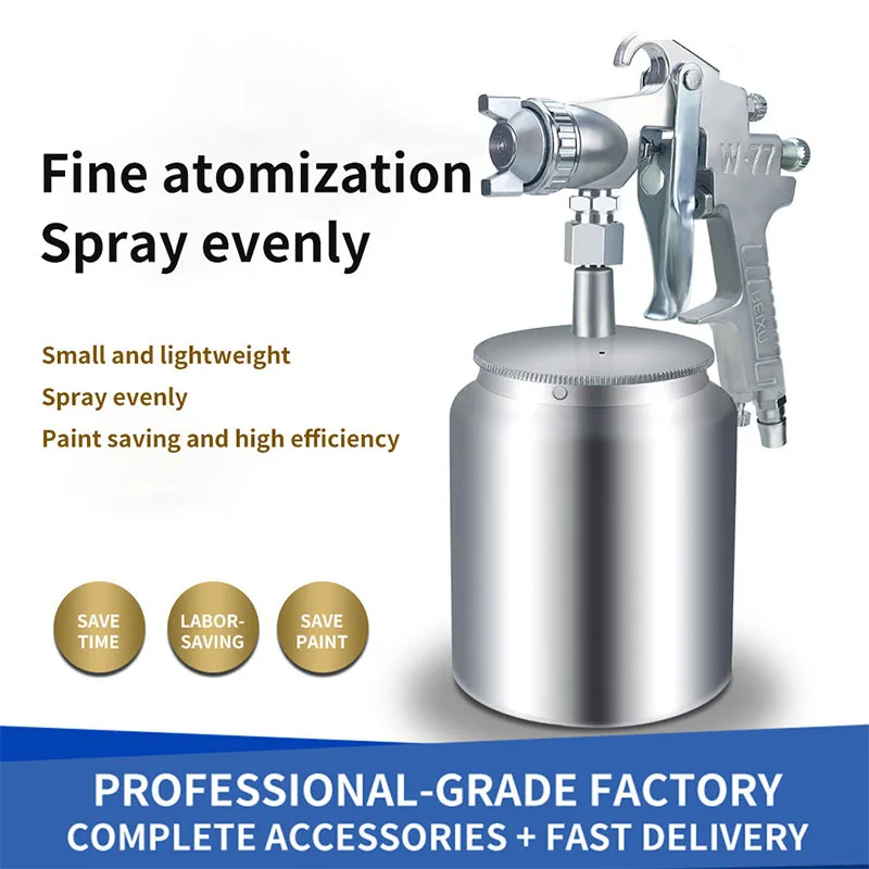 Professional Automotive Painting Tool Paint Spray Gun High-Quality F-75 Pneumatic Sprayer Silver Anti-Rust Paint Sprayer 1.5Nozz