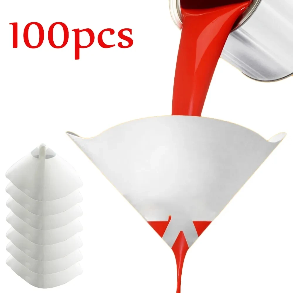 100Pcs Paint Filter For Car Paints Spray Mesh Paper Filter Paint Filter Conical Nylon Micron Paper Funnels Tools Paints Funnel