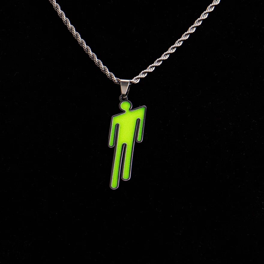 Venta de moda hip-hop luz de lujo de doble cara luminosa villano collar personalidad todo-fósforo accesorios de calle