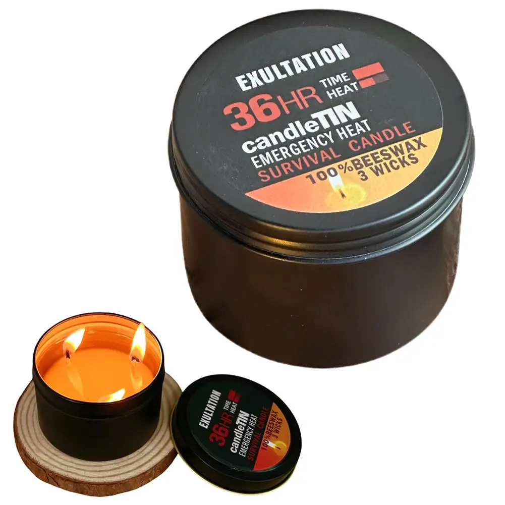 Noodsituatiekaars 36 uur 3 Wick Langdurige Beeswax Survival Kaars met Aroma voor Thuis Camping Vissen