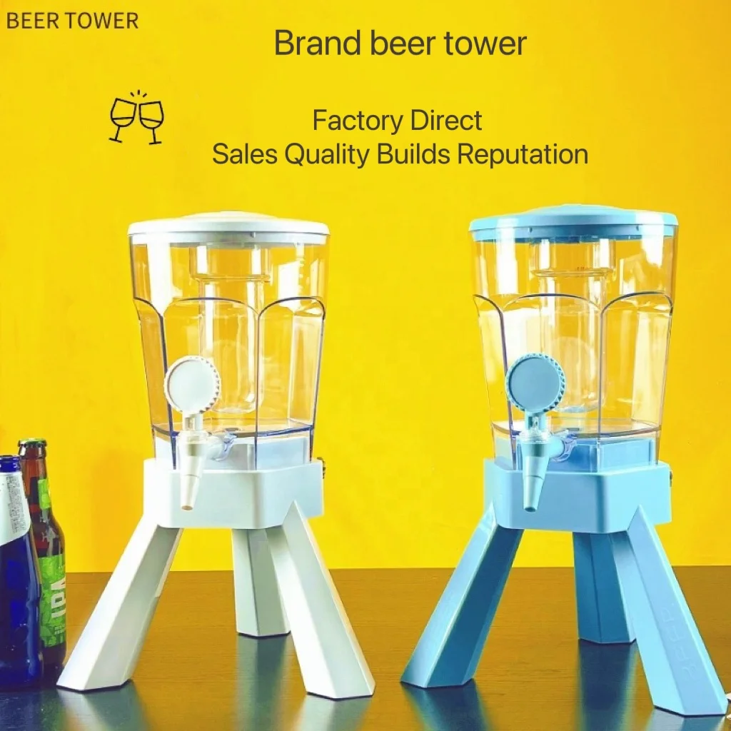Self-service tabletop liquor dispenser with 3L wide-mouth ice bucket for champagne, juice, and beverage tower units