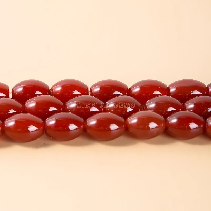 High Quality Natural Red Agate Rice Shape Beads Smooth Loose Spacer Beads For Jewelry Making Necklace Earring Diy Accessories