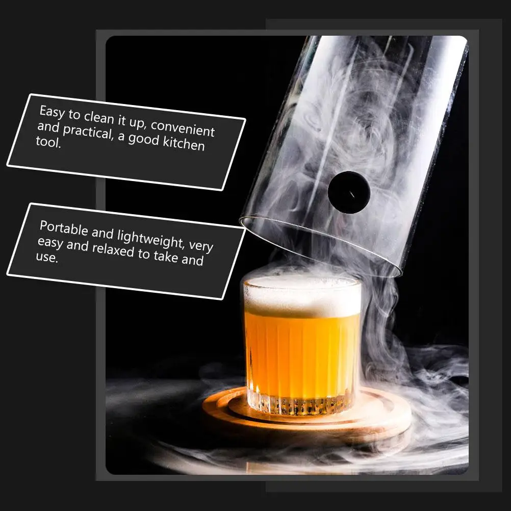 1 set PC Plastic Smoke Hood Tool With Base Cocktail Smoke Lid Snack Smoking Cover For Party Kitchen Dining Grill Accessory