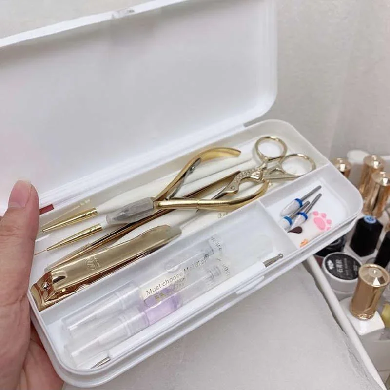 Nail Drill Holder Professional Nail Organiser Storage Box White Open Dust Box Pen Brush Nail File Square High-capacity Case