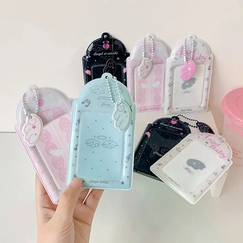 1Pcs 3inch Photocard Holder Sweet Angel Wings Card Cover Display Pendant Small Card Holder DIY INS Photo Cover