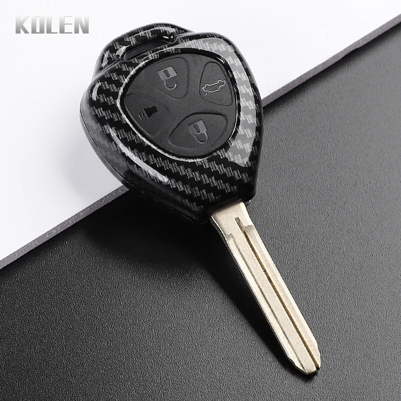 ABS Carbon Fiber Style Car Key Case Cover For Toyota Camry RAV4 Yaris Corolla Avalon Matrix Venza Replacement Protection Holder