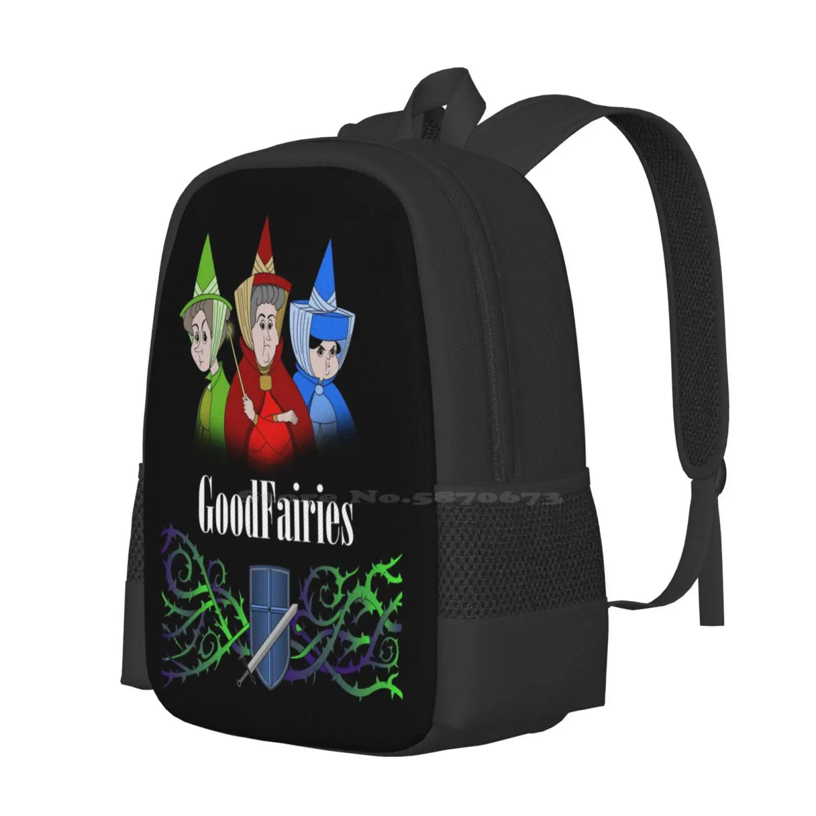 The Good Fairies Teen College Student Backpack Pattern Design Bags Good Fellas Good Fairies Fairy Godmother Flora Fauna