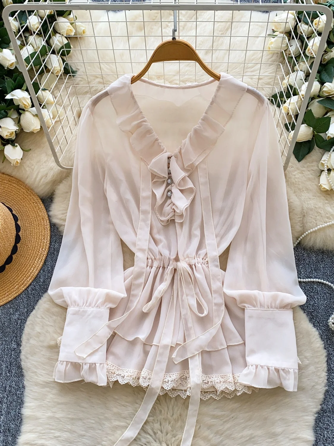 

Французское платье свободного кроя Long Sve с кружевной отделкой и поясом на талии, дышащее, приятное для кожи, повседневная офисная одежда из полиэфирного волокна