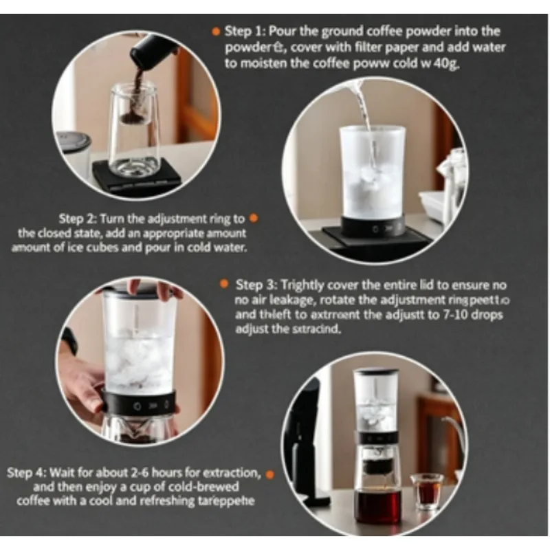 Ice drop pot Glass cold brew coffee pot Household small drip filter ice brew pot Coffee utensils