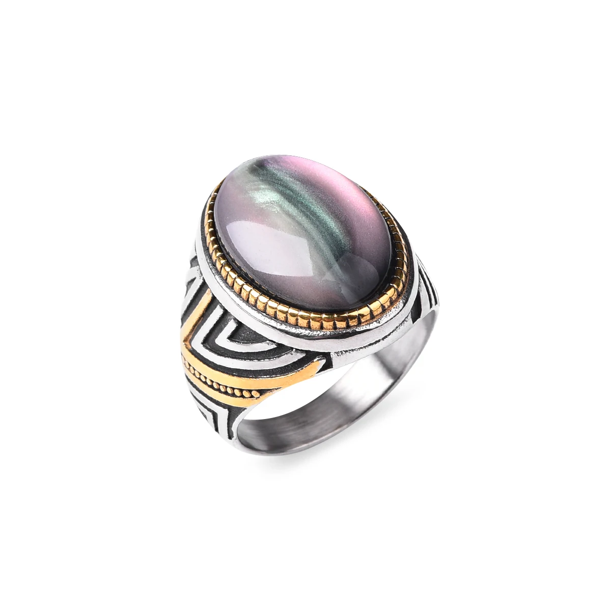 Men's/Women High Quality 316LStainless Steel Onyx Gilded Rings Classic Fashion Trend Jewelry