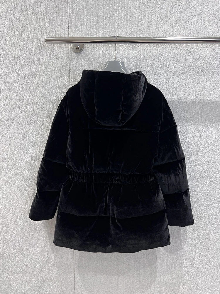 SVORYXIU hiver mode noir décontracté doudoune pour les femmes, col rond à manches longues ample fermeture éclair doudoune