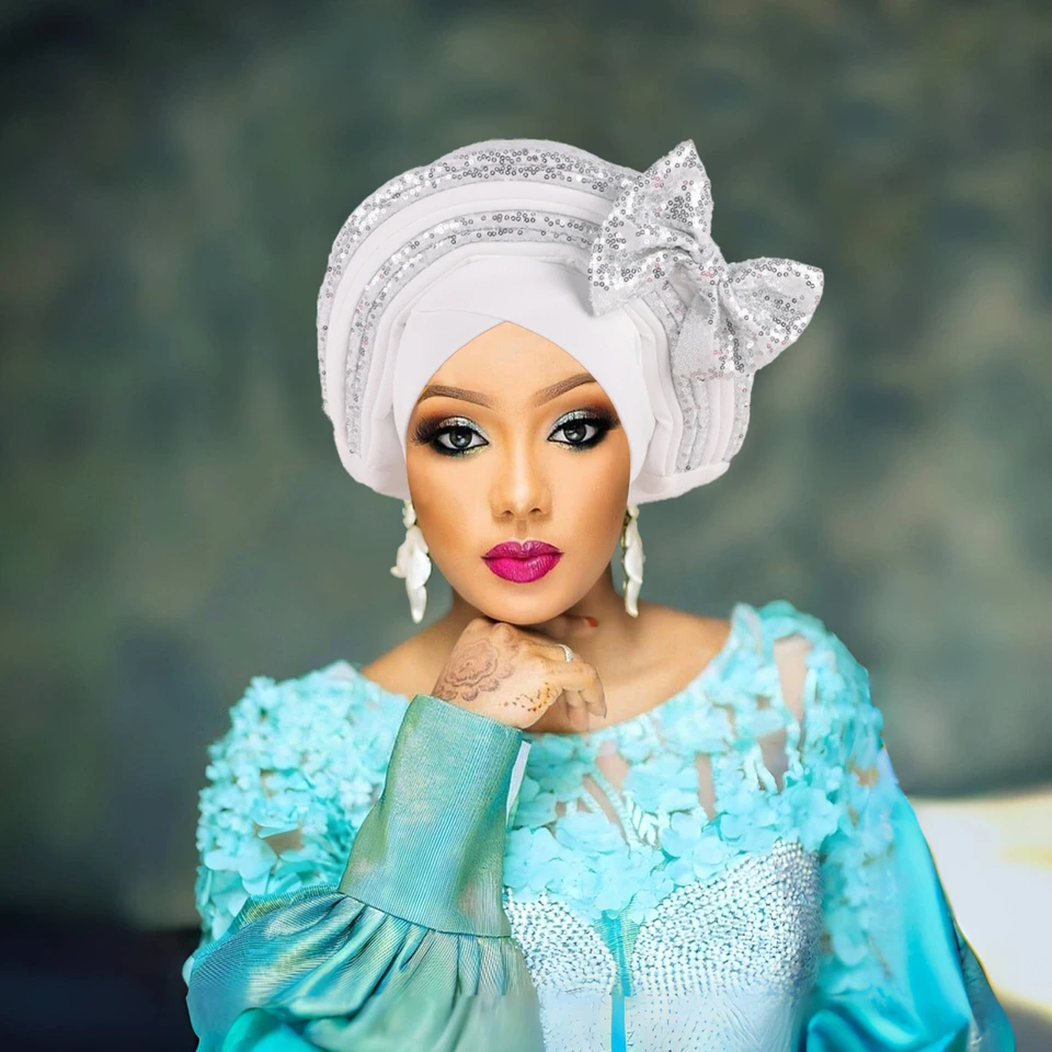 Sweet Bowknot Auto Gele Headtie for Women African Head Wraps  display picture 3